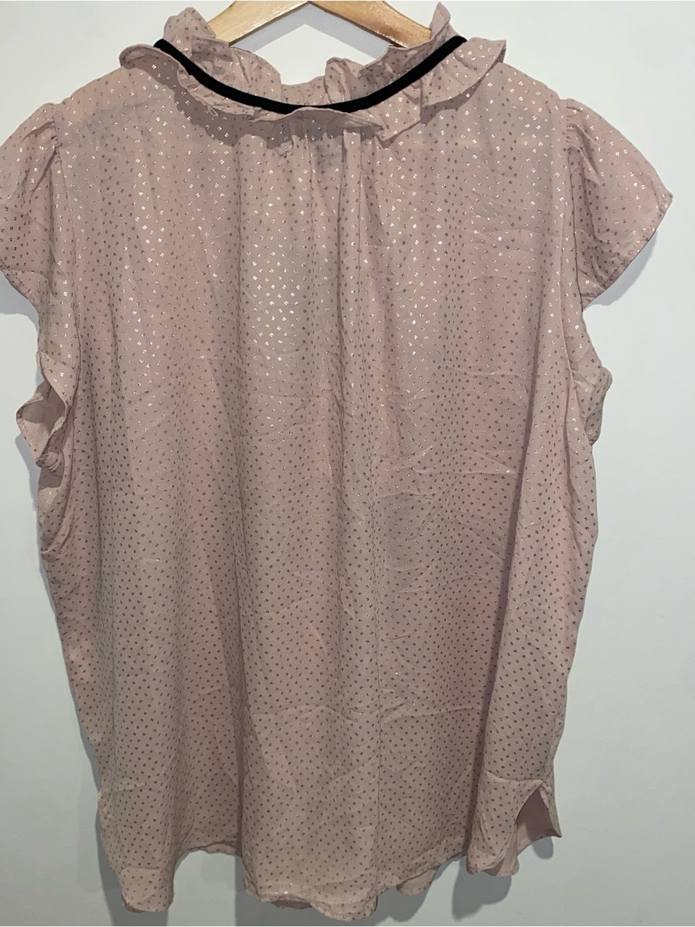 Womens Pink Ruffle Collar Cap Sleeve Blouse - Picture 2 of 4